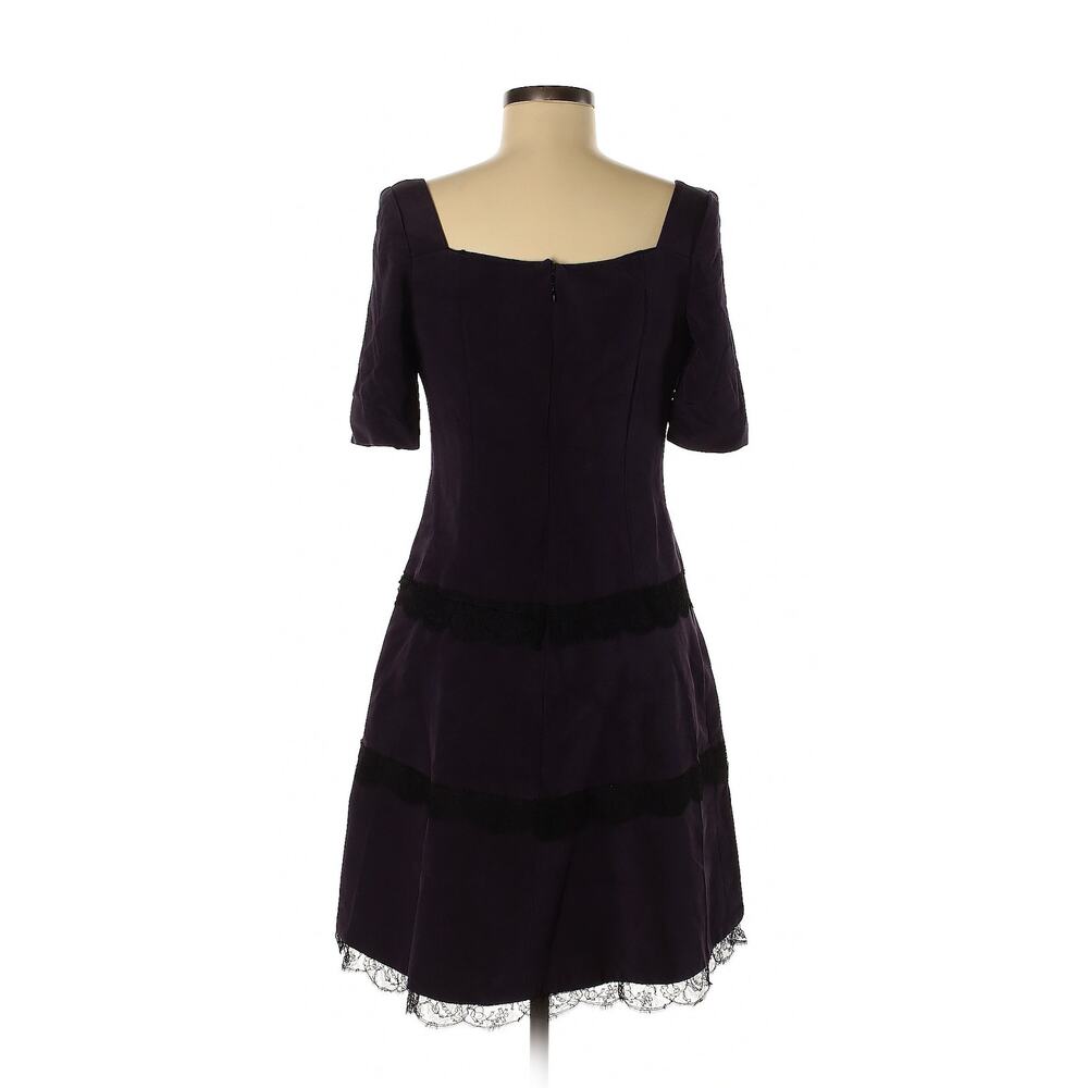 ❤️‍ VINTAGE Roland Nivelais 90s Designer Dark Purple Silk Lace-Trim Dress Size 8 - Picture 2 of 10
